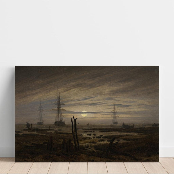 Reproduktion af maleriet af skibe ved anker - Caspar David Friedrich