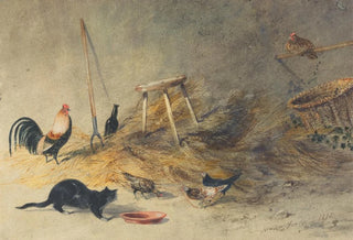 Newton Limbird Smith Fielding - A Cat and Chickens.webp