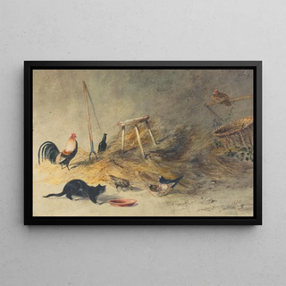 Newton Limbird Smith Fielding - A Cat and Chickens.webp