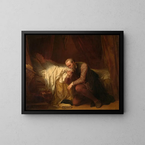 L'artiste Michelangelo ved Vittoria Colonnas seng - Nicaise De Keyser — indrammet kunstværk på væggen