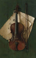 Naturtro med violingreb og partitur - Nicholas Alden Brooks — indrammet kunstværk på væggen