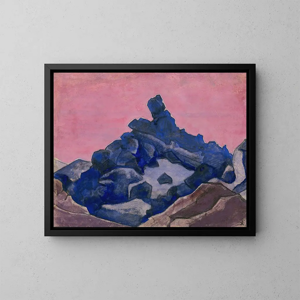 Cliff blå - Nicholas Roerich — indrammet kunstværk på væggen