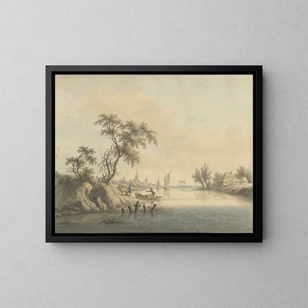 Vue du village d'Elst sur la Meuse - Nicolaas Wicart — indrammet kunstværk på væggen