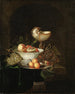 Naturmørke med frugt og skål af nautile - Nicolaes van Gelder — visning af kunstværket