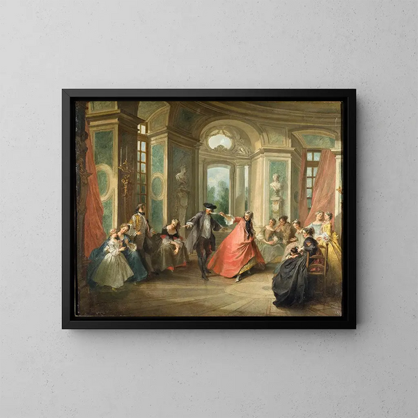 Le jeu du foulard - Nicolas Lancret — indrammet kunstværk på væggen