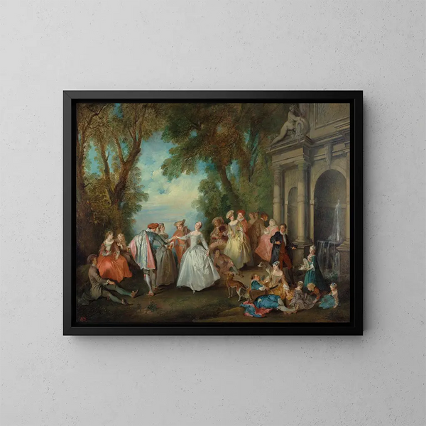 Danse devant une fontaine - Nicolas Lancret — indrammet kunstværk på væggen