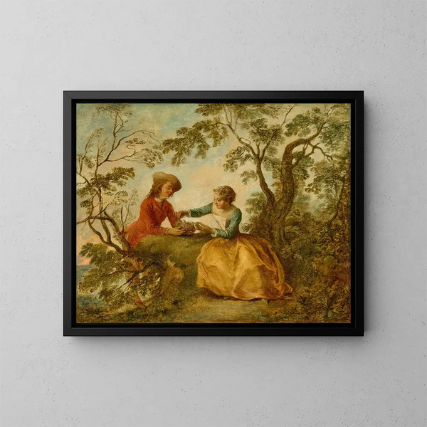 Le Nid d'oiseaux - Nicolas Lancret — indrammet kunstværk på væggen