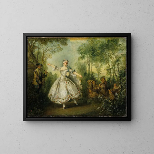 Mademoiselle de Camargo - Nicolas Lancret — indrammet kunstværk på væggen