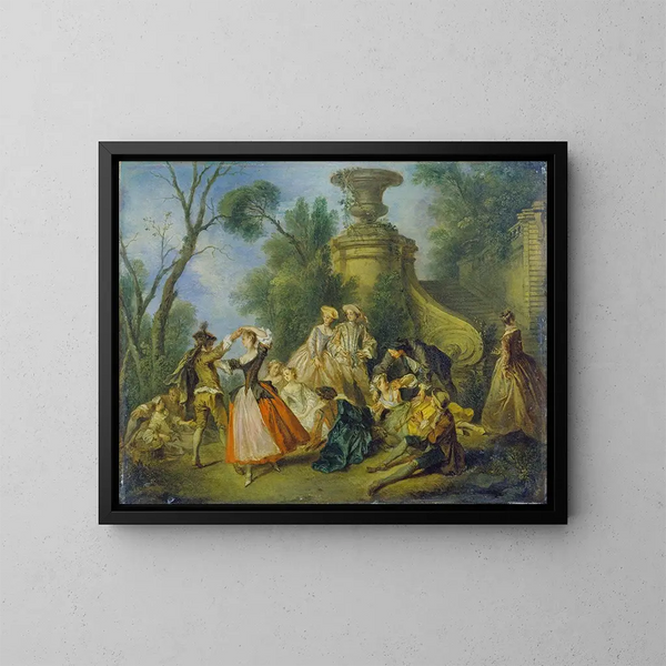 Fêtes pastorales - Nicolas Lancret — indrammet kunstværk på væggen