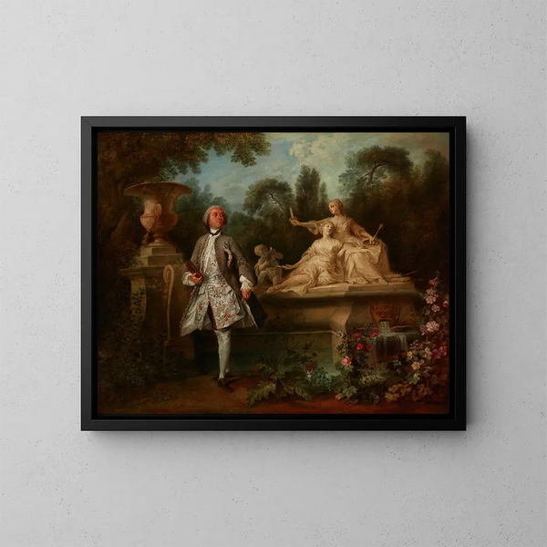 Portrait af skuespilleren Grandval - Nicolas Lancret — indrammet kunstværk på væggen