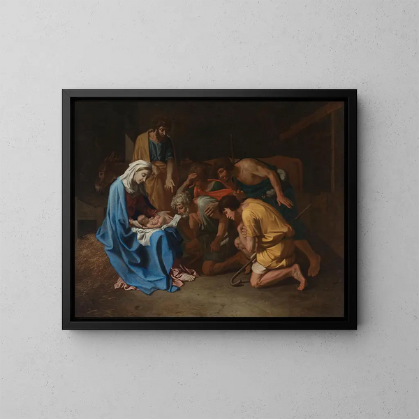 Adoration des bergers - Nicolas Poussin — indrammet kunstværk på væggen