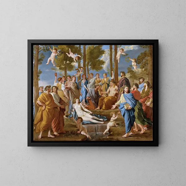 Le Parnasse - Nicolas Poussin — indrammet kunstværk på væggen