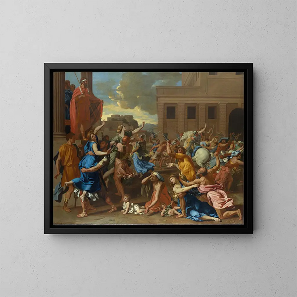 L'Enlèvement des Sabines - Nicolas Poussin — indrammet kunstværk på væggen