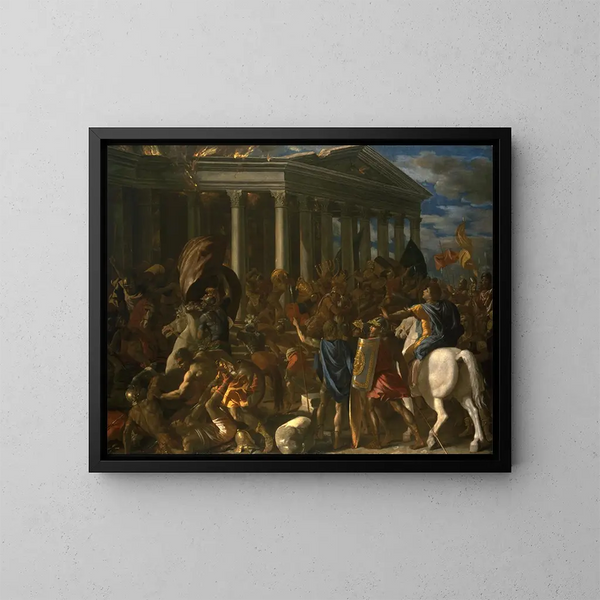 La destruction et le pillage du Temple de Jérusalem - Nicolas Poussin — indrammet kunstværk på væggen