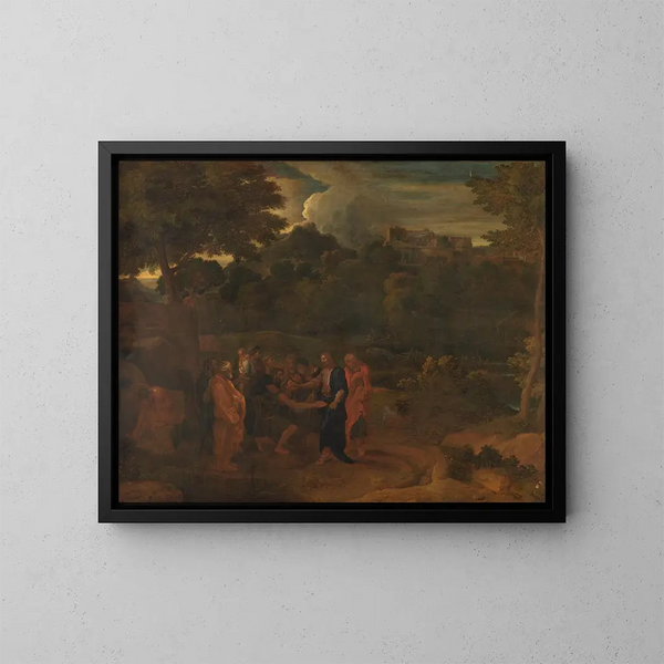 La guérison des deux aveugles à Jéricho - Nicolas Poussin — indrammet kunstværk på væggen