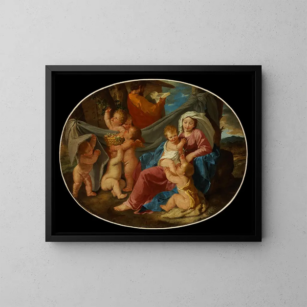 Le repos pendant la fuite en Égypte - Nicolas Poussin — indrammet kunstværk på væggen