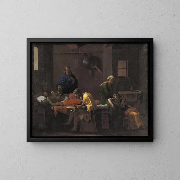 Le Testament d'Eudamidas - Nicolas Poussin — indrammet kunstværk på væggen