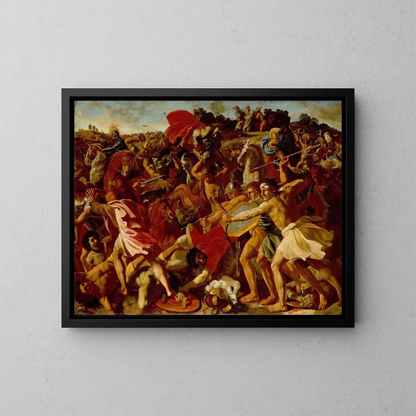 La victoire de Josué sur les Amalécites - Nicolas Poussin — indrammet kunstværk på væggen