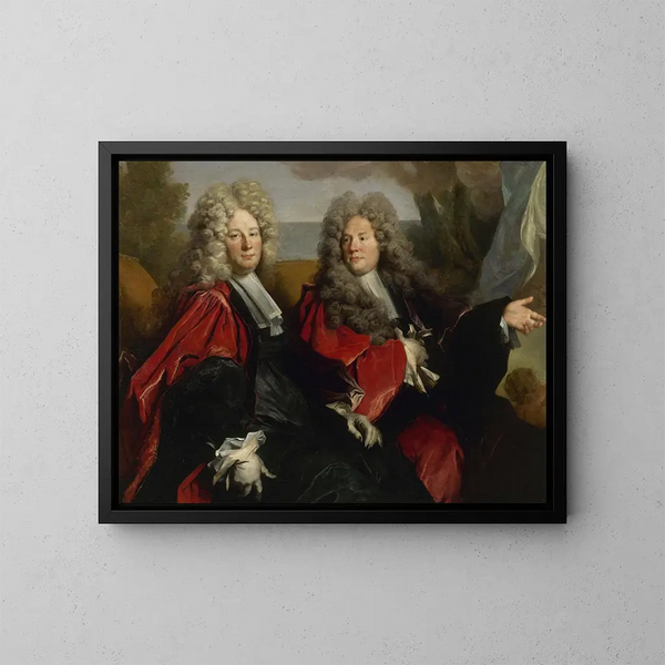 Portræt af to rådsherrer i funktion i 1702 - Nicolas de Largillière — indrammet kunstværk på væggen