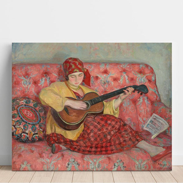 Reproduktion af maleriet Nono på Guitaren - Henri Lebasque
