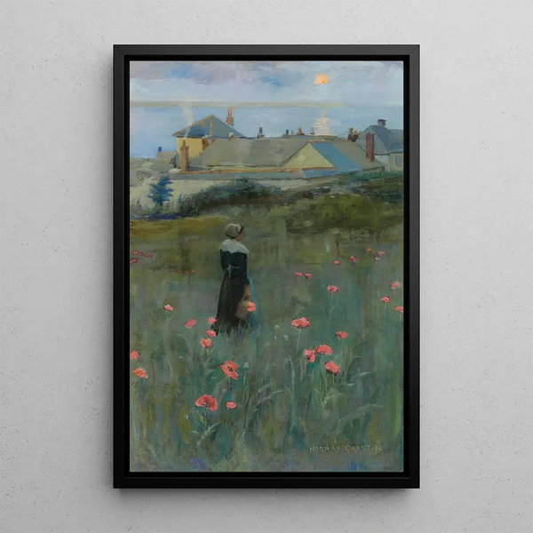 Valmuer - Norman Garstin — indrammet kunstværk på væggen