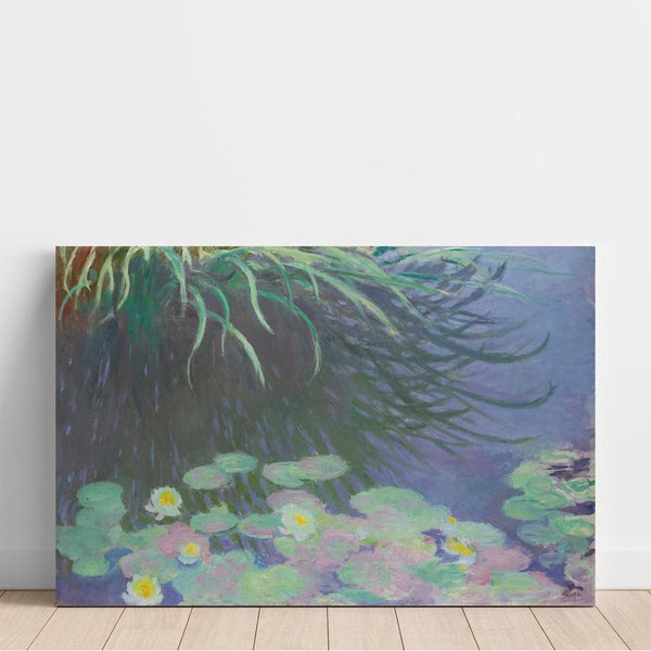 Reproduktion af maleriet Nymfæer med reflekser af høje græs - Claude Monet