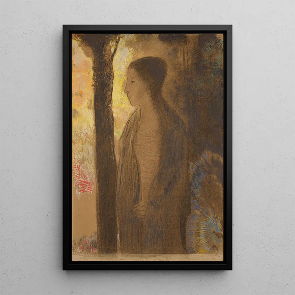 Figur foran et træ - Odilon Redon — indrammet kunstværk på væggen