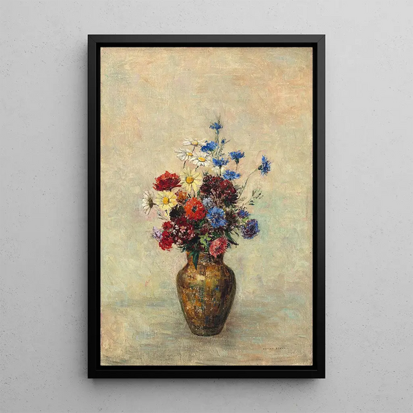 Blomster i en vase - Odilon Redon — indrammet kunstværk på væggen