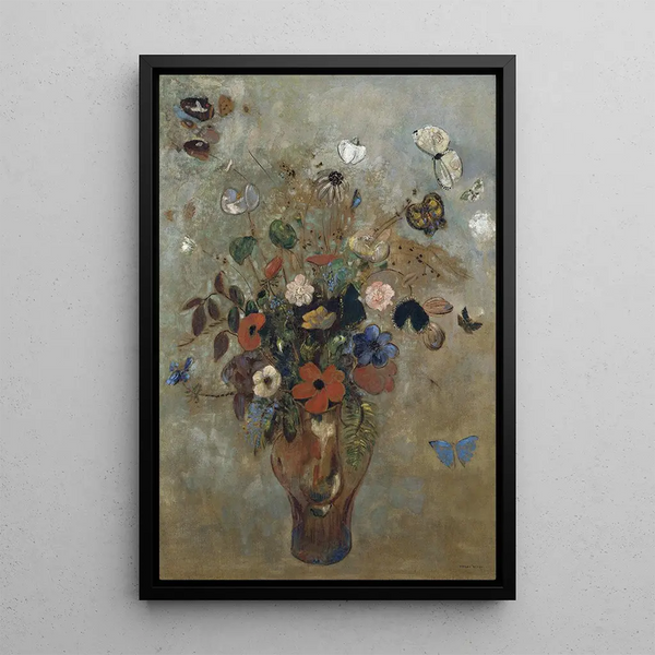 Naturtro med blomster - Odilon Redon — indrammet kunstværk på væggen