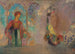 Kvindemaleri i en gotisk bue, kvinde med blomster - Odilon Redon — visning af kunstværket