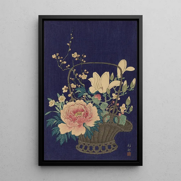 bambus blomsterkurv - Ohara Koson — indrammet kunstværk på væggen