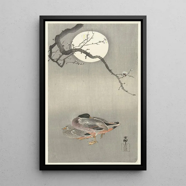 Canards à la pleine lune - Ohara Koson — indrammet kunstværk på væggen