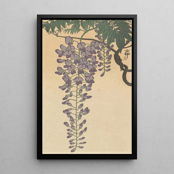 Glycine en blomster - Ohara Koson — indrammet kunstværk på væggen