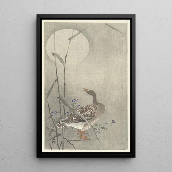 Oie à la pleine lune - Ohara Koson — indrammet kunstværk på væggen