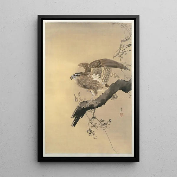 Faucon - Ohara Koson — indrammet kunstværk på væggen