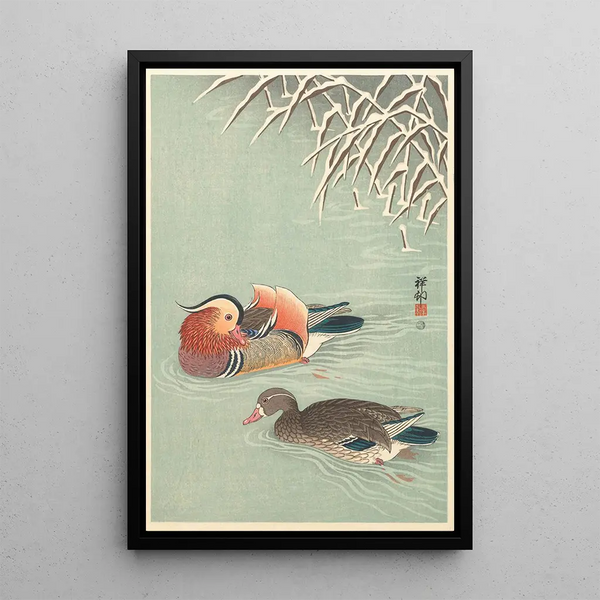 Ande mandariner - Ohara Koson — indrammet kunstværk på væggen