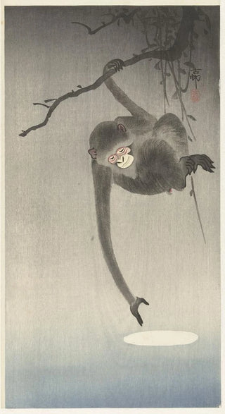 Ohara Koson - Monkey and reflection of the moon.webp