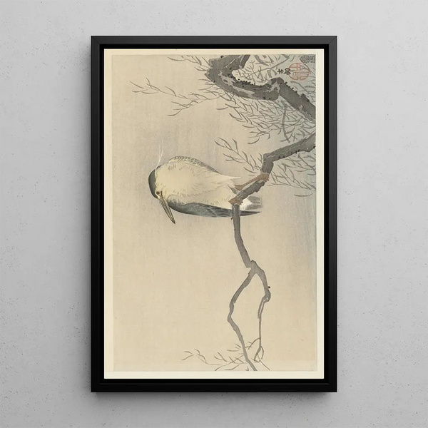 And på gren med fantasifuldt design - Ohara Koson — indrammet kunstværk på væggen