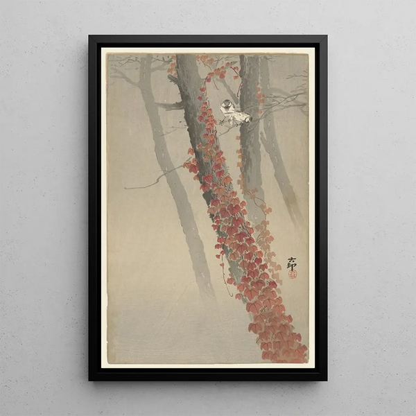 Lierre rouge - Ohara Koson — indrammet kunstværk på væggen