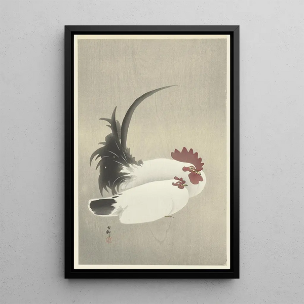 Ko and Høne - Ohara Koson — indrammet kunstværk på væggen