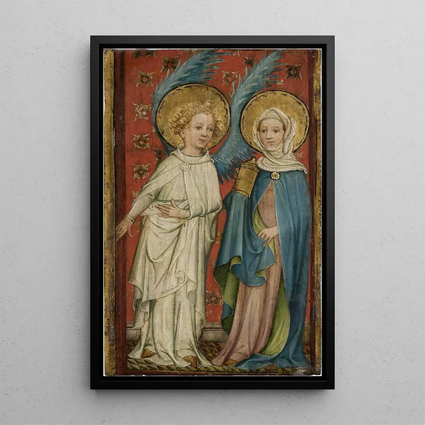 L'Ange et Marie-Madeleine au sépulcre - Maître ancien des portes de garde-robe d'Aix-la-Chapelle — indrammet kunstværk på væggen
