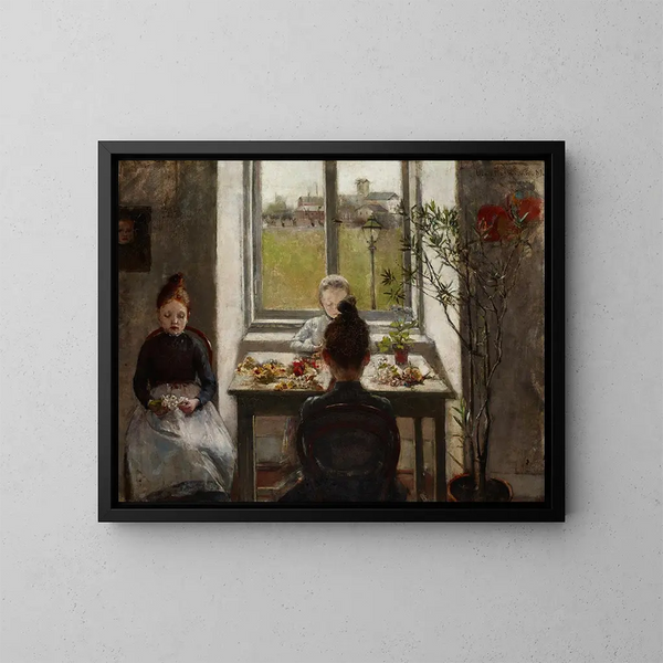 Filles aux fleurs - Olga Boznańska — indrammet kunstværk på væggen
