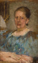 Portrait af en kvinde i blå bluse - Olga Boznańska — visning af kunstværket