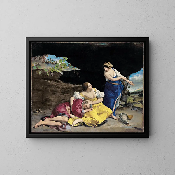 Lot og hans døtre - Orazio Gentileschi — indrammet kunstværk på væggen