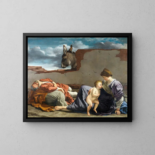 Repos sur la fuite en Égypte - Orazio Gentileschi — indrammet kunstværk på væggen