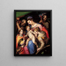 La Sainte Famille med helgeninde Catherine af Alexandria, helgeninde Margrethe af Antiokia og helgen Frans af Assisi - Orazio Samacchini — indrammet kunstværk på væggen