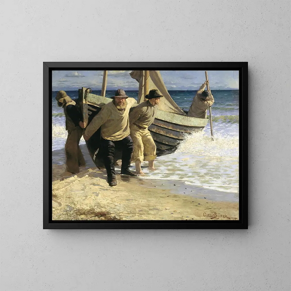 Mise à l'eau du bateau Skagen - Oscar Björck — indrammet kunstværk på væggen
