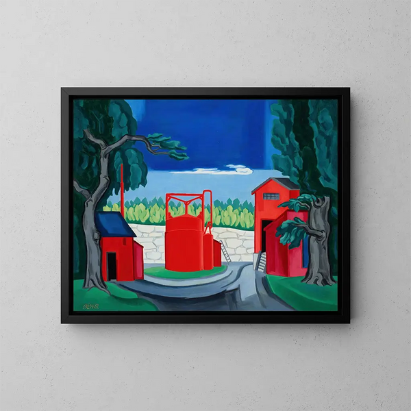 Reservoir rouge de la pagode à West Quincy - Oscar Bluemner — indrammet kunstværk på væggen
