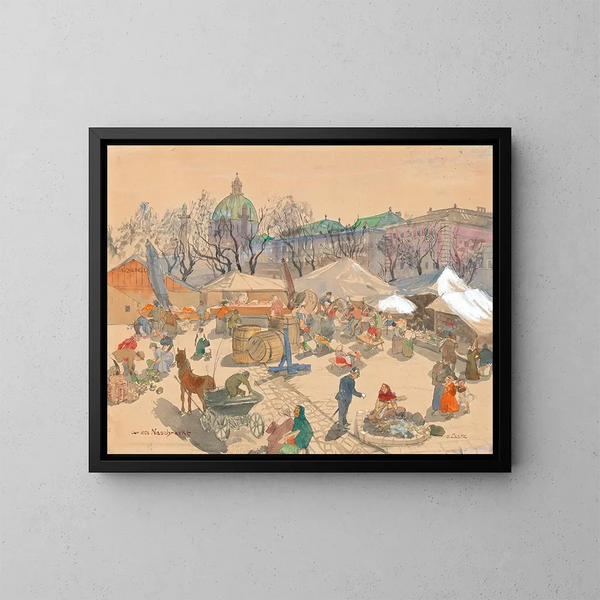 Le vieux Naschmarkt de Vienne - Oskar Laske | Reproduction — indrammet kunstværk på væggen
