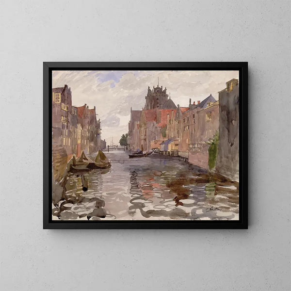Canal à Dordrecht - Oskar Laske — indrammet kunstværk på væggen
